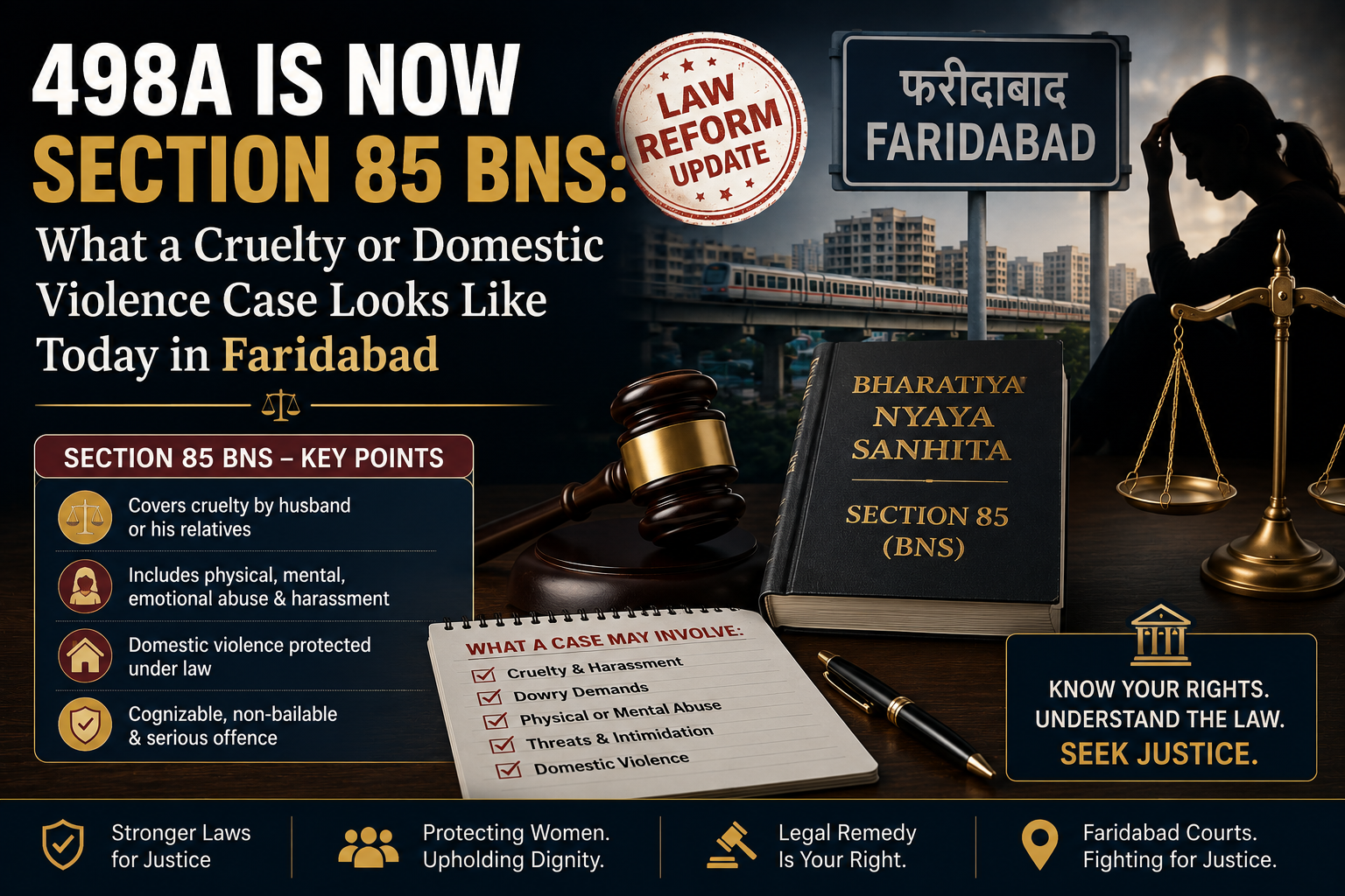 498A Is Now Section 85 BNS: What a Cruelty or Domestic Violence Case Looks Like Today in Faridabad