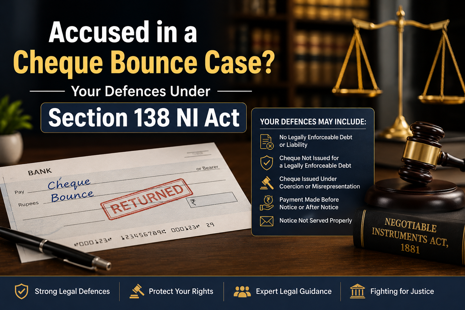 Accused in a Cheque Bounce Case? Your Defences Under Section 138 NI Act