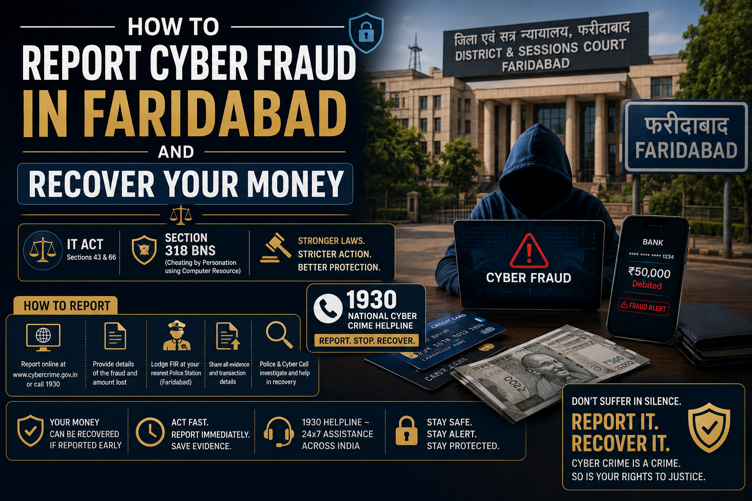 How to Report Cyber Fraud in Faridabad and Recover Your Money: IT Act, Section 318 BNS and the 1930 Helpline